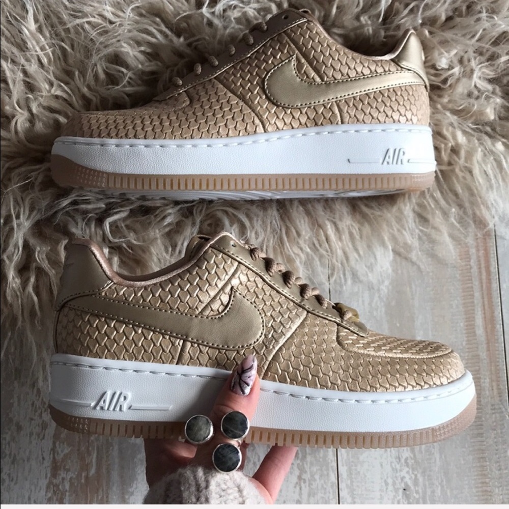 NWT Nike Air Force 1 upstep Premium Gold - Picture 8 of 8